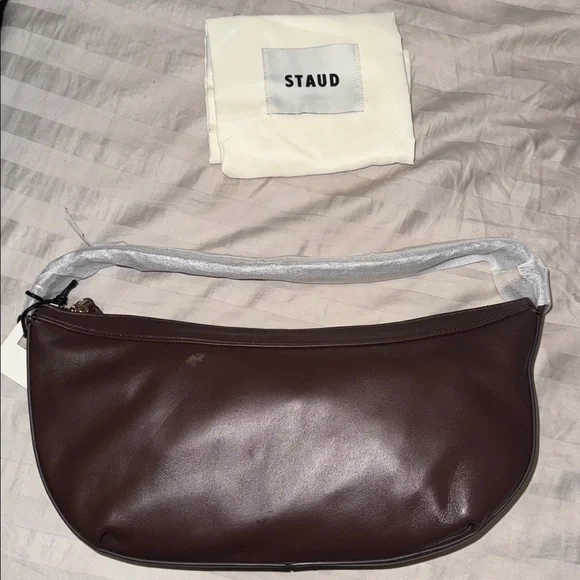 STAUD Demy Zip Leather Shoulder Bag Dark Espresso NWT - Picture 11 of 16